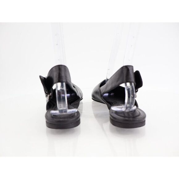Jeffrey Campbell Scone Slingback Pointed Toe Flat Black Leather Size 7 Buckle - Picture 4 of 12